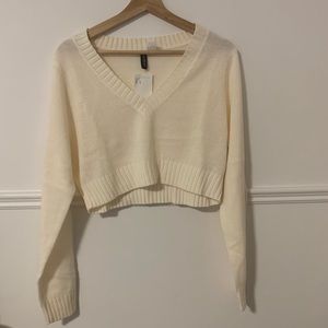 White H&M Cropped Sweater